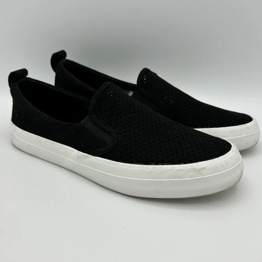 Sperry Top-Sider Memory Form Black Perforated Slip-On Loafer Comfort Size 6.5